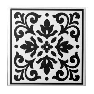 Carreau Ironlace Noir et Blanc Floral Vintage