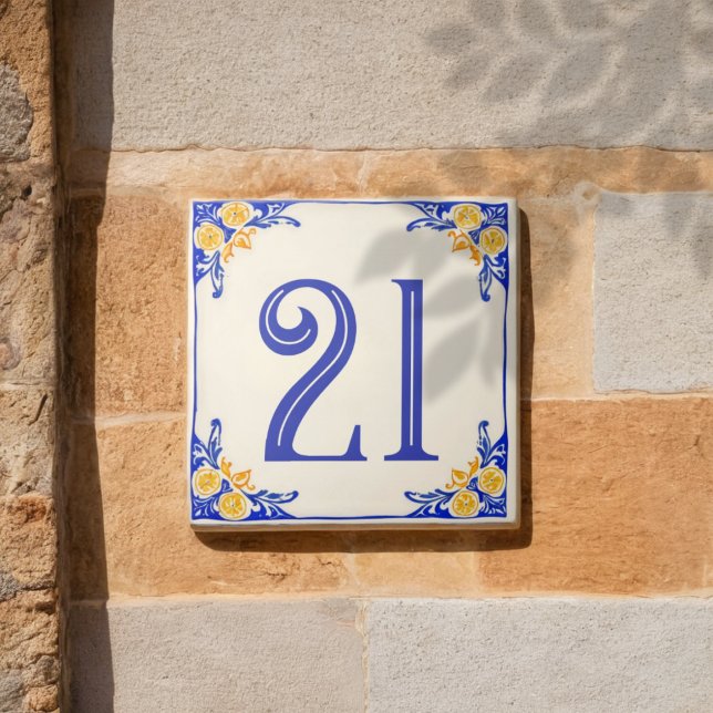 Carreau Italian Lemon Ceramic House Number Tile (Créateur téléchargé)