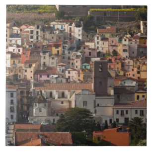 Carreau Italie, Sardaigne, Bosa. Vue de la ville avec Cast