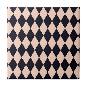 Carreau Jacquard noir et beige Motif en bande diamant