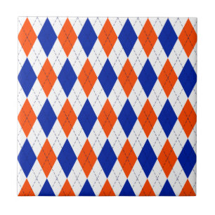 Carreau Jacquard orange et bleu diamant
