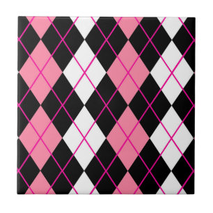 Carreau Jacquard rose noir blanc Diamant Design