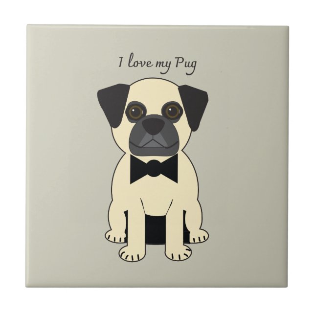 Carreau J'adore mon Pug (Devant)