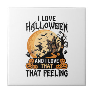 Carreau J'aime la maison hantée Halloween Sorcière de lune
