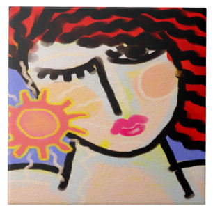 Carreau J'aime la peinture numérique Abstraite du soleil