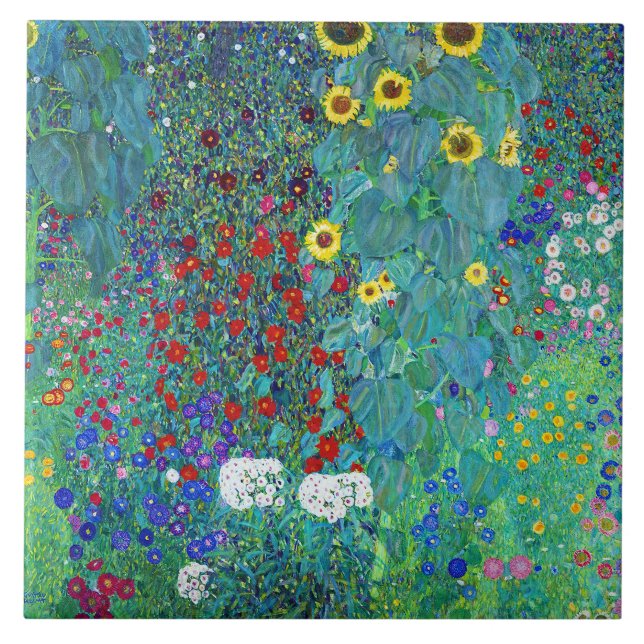 Carreau Jardin agricole avec tournesols, Gustav Klimt (Devant)