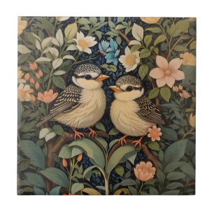 Carreau Jardin botanique de deux mignons bébés oiseaux