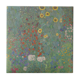 Carreau Jardin de ferme au tournesol floral vintage Klimt