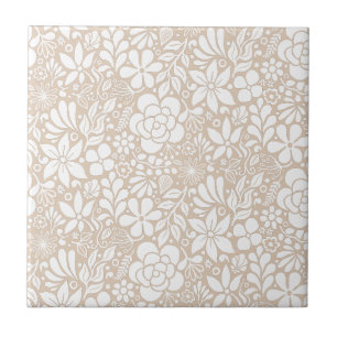 Carreau Jardin de fleurs et feuilles sauvages audacieuses