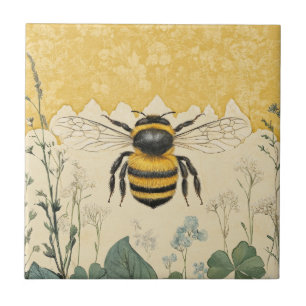 Carreau Jardin de fleurs sauvages à l'abeille à miel vinta