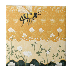 Carreau Jardin de fleurs sauvages à l'abeille à miel vinta