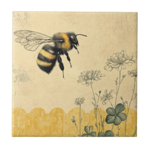 Carreau Jardin de fleurs sauvages à l'abeille à miel vinta