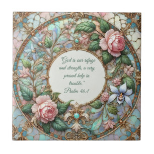Carreau Jardin de Roses Pastel Versets Bibliques Personnal