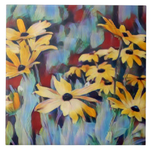 Carreau Jardin fleuri Abstrait Jaune Fleurs de marguerite