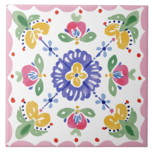 Carreau Jardin folklorique aquarelle