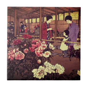Carreau Jardin Japonais Fleur gens scène Carrelage en céra