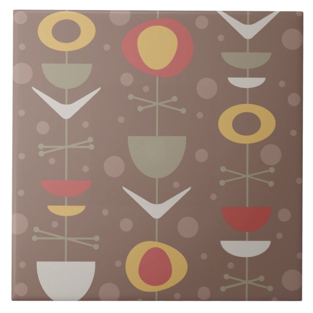 Carreau Jardin moderne du milieu du siècle Brown (Devant)