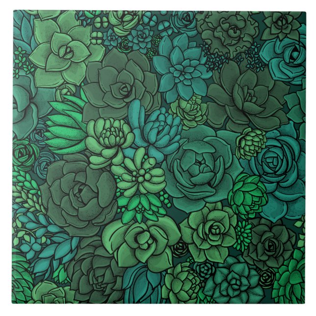 Carreau Jardin succulent en vert (Devant)