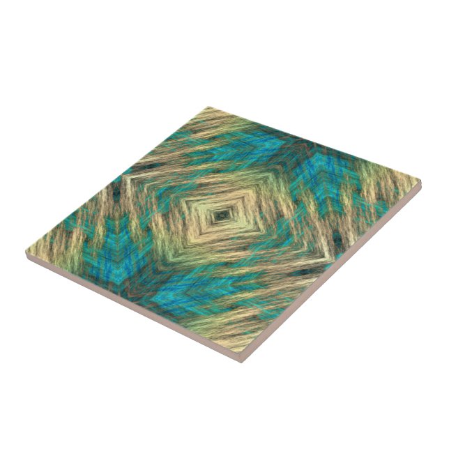 Carreau Jaune bleu Turquoise Turquoise Ethnic Tribe Art (Côté)