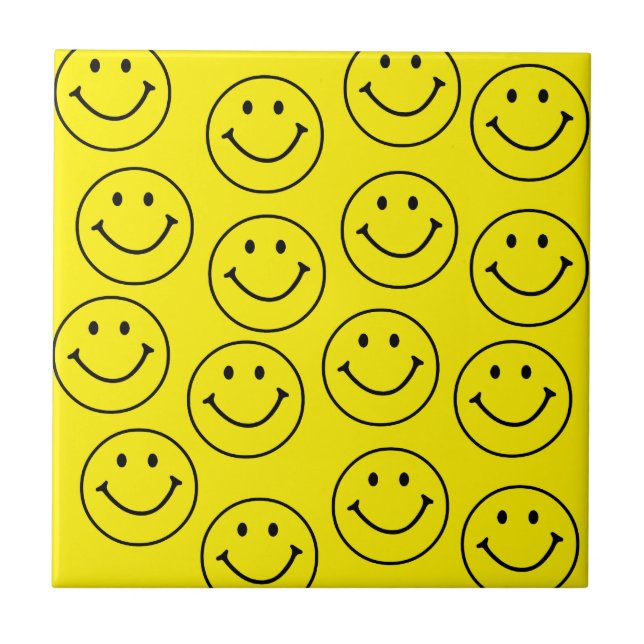 Carreau Jaune brillant et joyeux visage souriant (Devant)