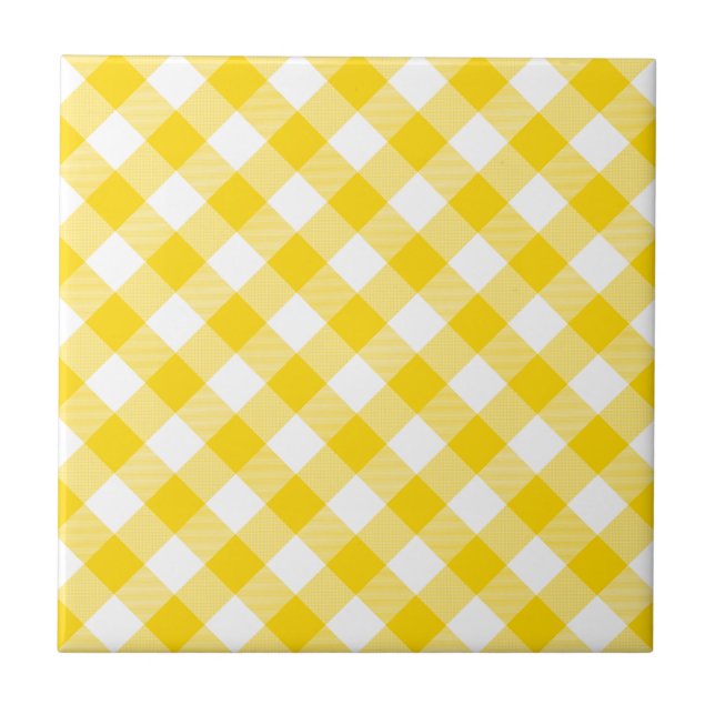 Carreau Jaune et blanc En vichy Diagonal Checks Motif (Devant)