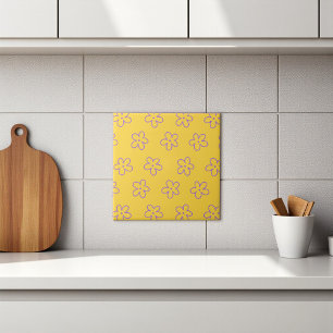 Carreau Jaune Gras Y2K Fleur sauvage Vibrant Décor Printem