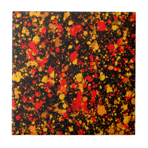 Carreau Jaune Rouge Orange Coloré Peinture Éclaboussure Ar