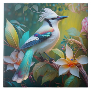 Carreau Jay à ailes Turquoises en berceau