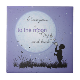 Carreau Je t'aime à la lune et aux cadeaux De