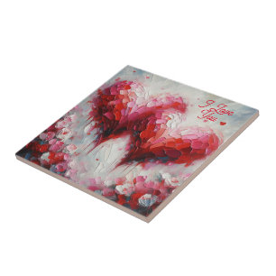 Carreau Je T'Aime Deux Coeurs Abstraits Peindre Valentine