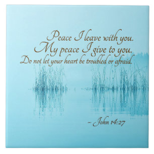 Carreau Jean 14:27 "Paix je pars avec toi" Bible Verse