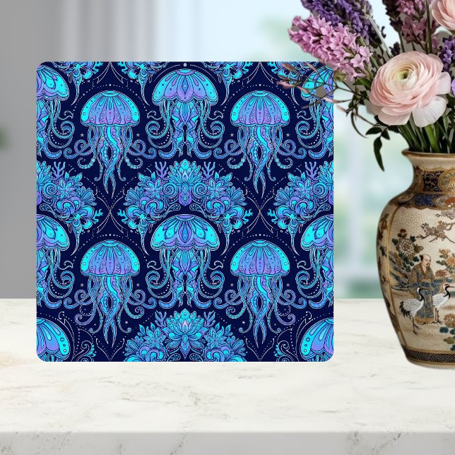 Carreau Jellyfish Mandala Pattern Blue Purple Graphic Tile (Créateur téléchargé)