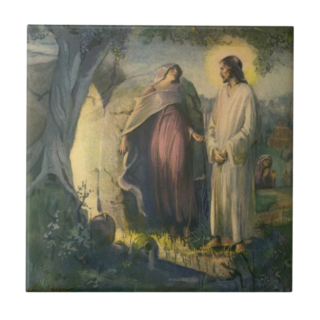 Carreau Jésus Christ ressuscité par la tombe par ML Greer (Devant)