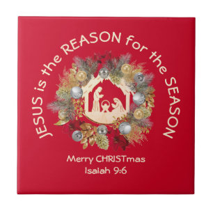 Carreau JÉSUS EST LA RAISON DE Noël Chrétien Rouge