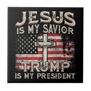 Carreau Jésus Est Mon Sauveur Trump Est Mon Président Amér