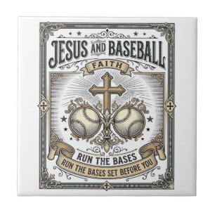 Carreau Jésus et baseball Christianisme vintage