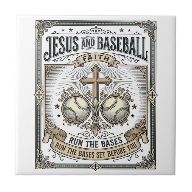 Carreau Jésus et baseball Christianisme vintage  (Devant)