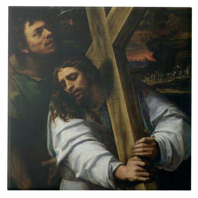 Carreau Jésus portant la croix, c.1535 (huile sur le (Devant)