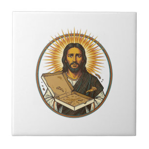 Carreau Jésus Trompé Par Une Boîte De Pizza Vide Humour De