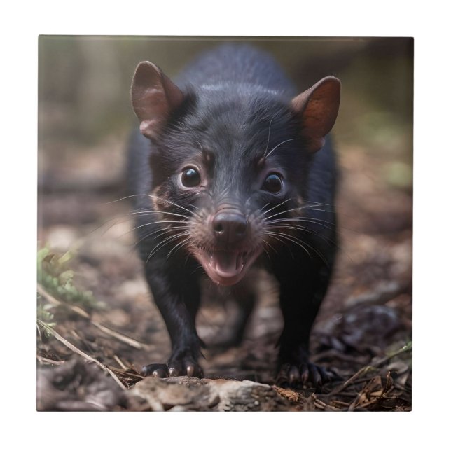 Carreau Jeune Diable Tasmanien Australien en danger, (Devant)