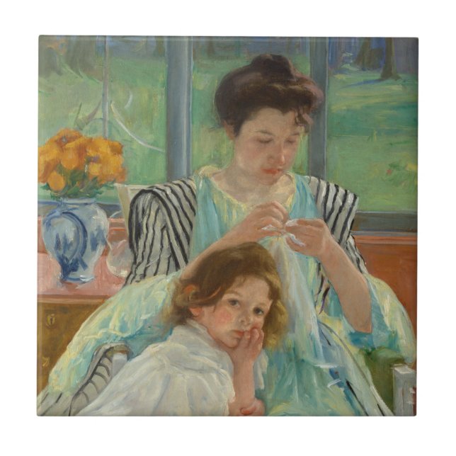 Carreau Jeune mère coudre (Devant)