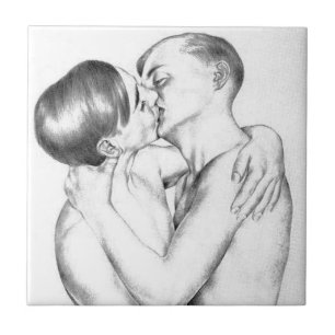 Carreau Jeunes hommes en amour (art gai Vintage)