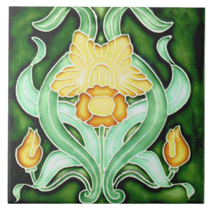 Carreau Jille en céramique - Daffodique de printemps Art N