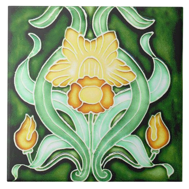 Carreau Jille en céramique - Daffodique de printemps Art N (Devant)