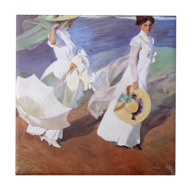 Carreau Joaquin Sorolla Femmes Promenade Plage (Devant)