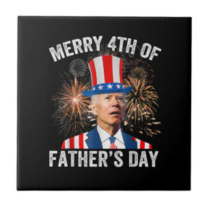 Carreau Joe Biden Joyeux 4ème De Fête des pères Drôle 4ème