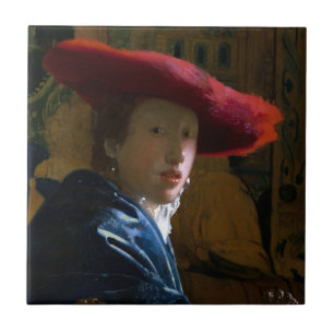 Carreau Johannes Vermeer - Fille avec un Casquette rouge