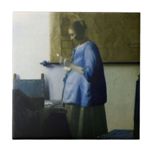 Carreau Johannes Vermeer - Une femme en bleu lisant une le