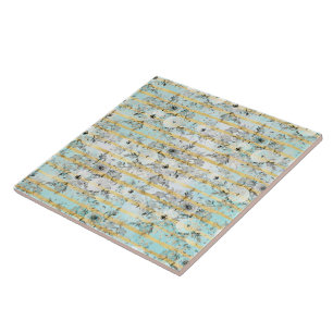 Carreau Joli aquarelle gris floral et rayures design