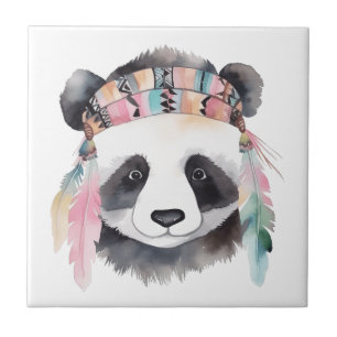 Carreau Joli boho aquarelle hippie conception panda